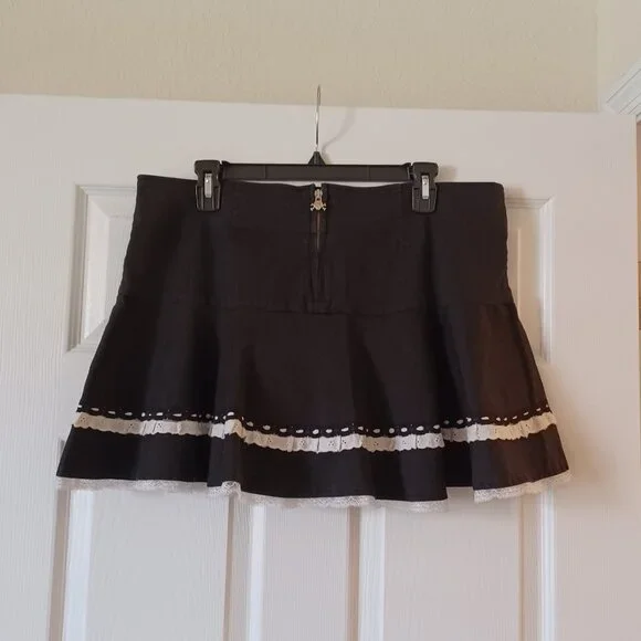 Vintage 90's Y2K Tripp NYC Black & White Lace Maid Skirt Size XL - Picture 3 of 7